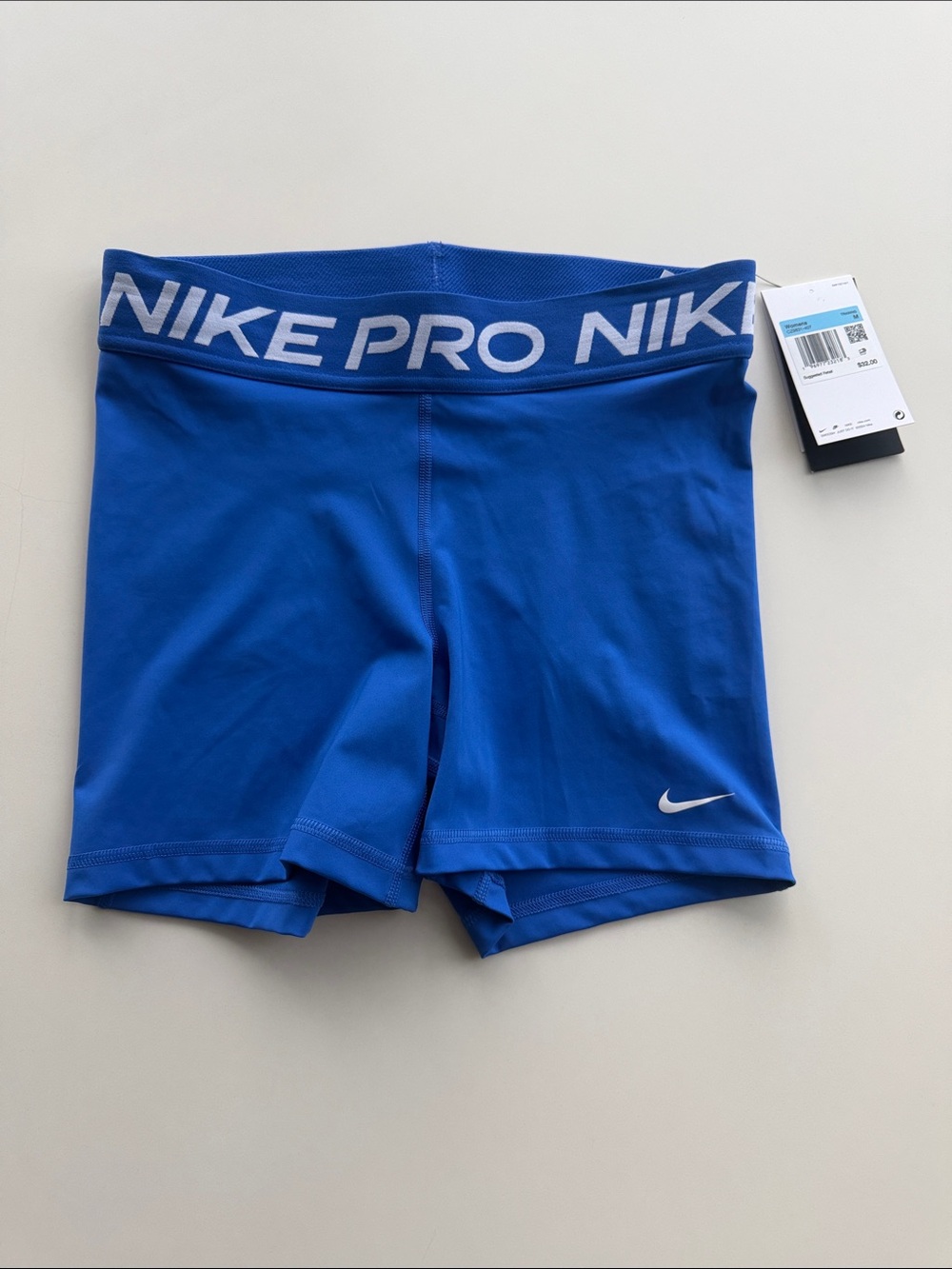 Nike Pro Royal Blue Compression Shorts with White Logo
